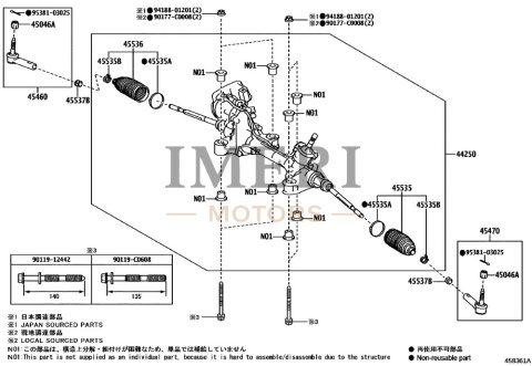 442500R120 Power Steering Gear Assembly Toyota bZ4X