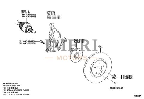435500R110 Front Axle Hub Sub-Assembly RH Toyota bZ4X