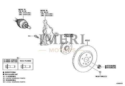 435500R100 Front Axle Hub Sub-Assembly RH Toyota bZ4X
