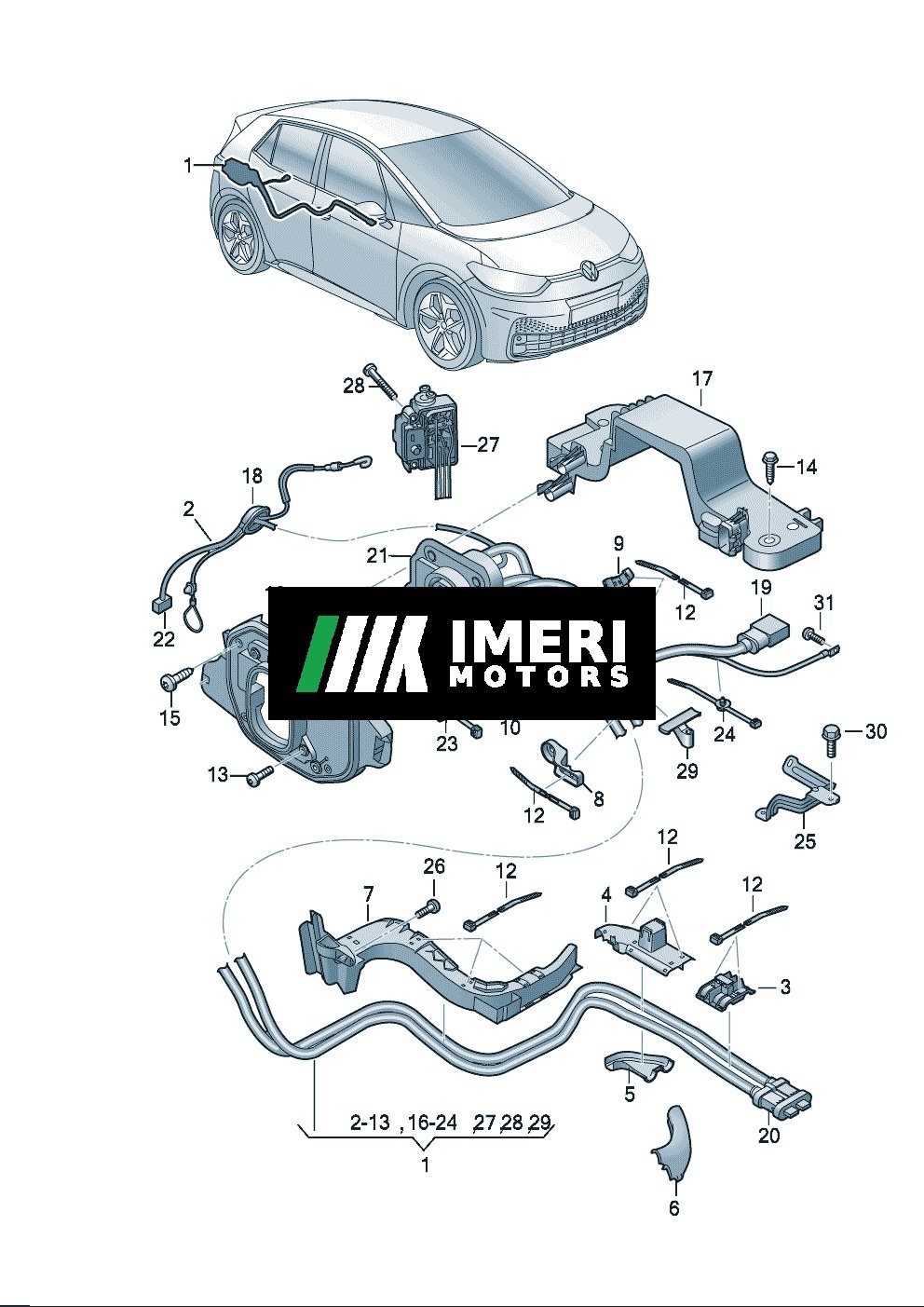 High Voltage Wiring Harness for Charging Socket and High Voltage Battery - Volkswagen ID7