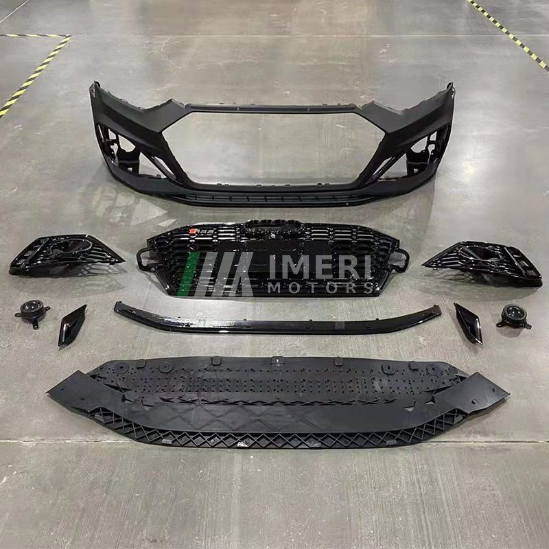 Body Kit Includes Front and Rear Bumper Assembly with Grille, Tip Exhaust Side Skirt - Audi A5 B9 2021 Upgrade to RS5 Model - 4