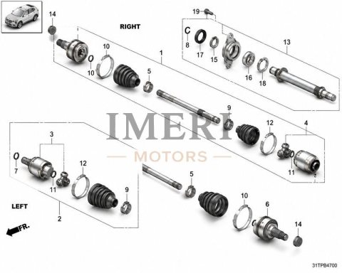 44305-31A-H01 Driveshaft Assembly RH Honda NS1