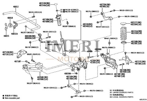 423040R040 Rear Axle RH Suspension Arm/Carrier Sub-Assembly Toyota bZ4X