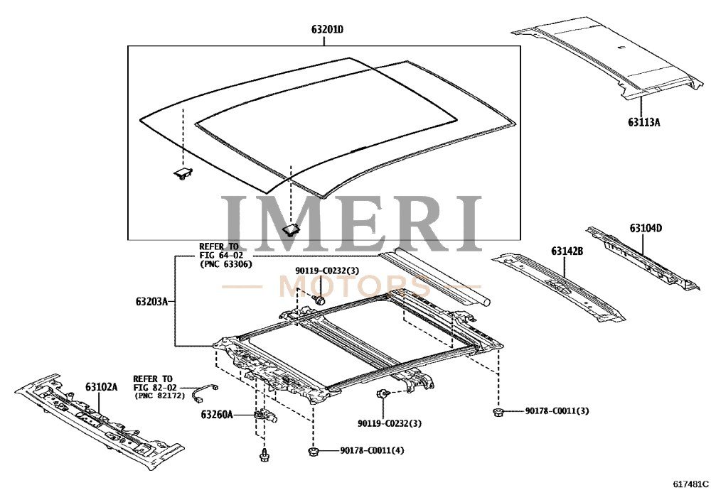 Roof Sliding Glass Sub-Assembly RH, No. 1