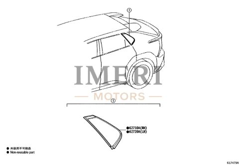627100R140 Quarter Window Assembly RH Toyota bZ4X
