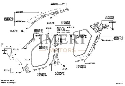 621110R100C0 Front Pillar Inside Scuff Plate RH / Front Side Trim Board RH Toyota bZ4X