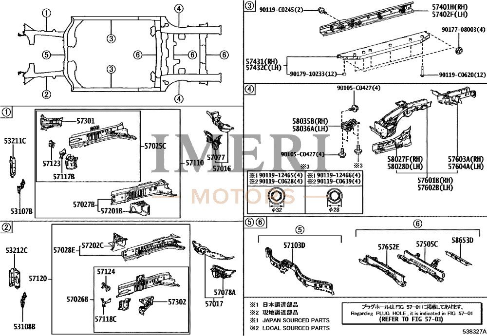 Radiator Grille RH Lower Bracket Sub-Assembly - Toyota